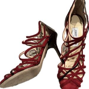 Jimmy Choo Burgundy Strappy Heels